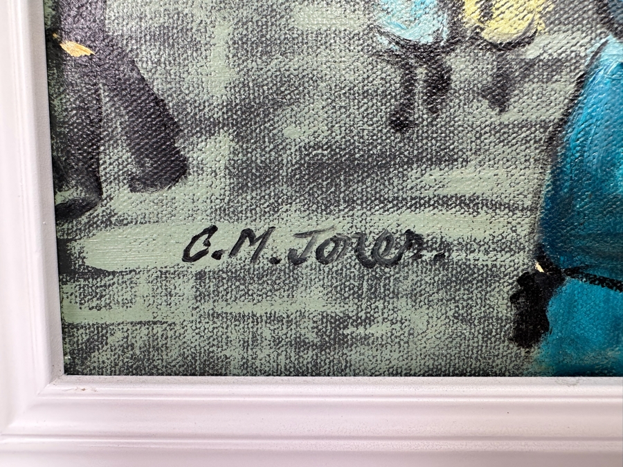 Charles M. Jones (1923-2008, United Kingdom) Original Folk Art Painting Of Carnival Fair 20 X 16 Framed 22 X 18 [CA] [Photo 11]