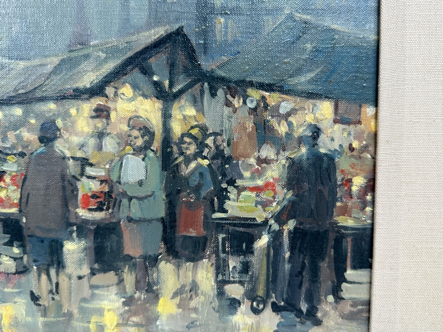 Tom Brown (1933-2017, British) Original Oil Painting On Canvas Of Marketplace 12 X 10 Framed 19 X 17 [CA] [Photo 6]