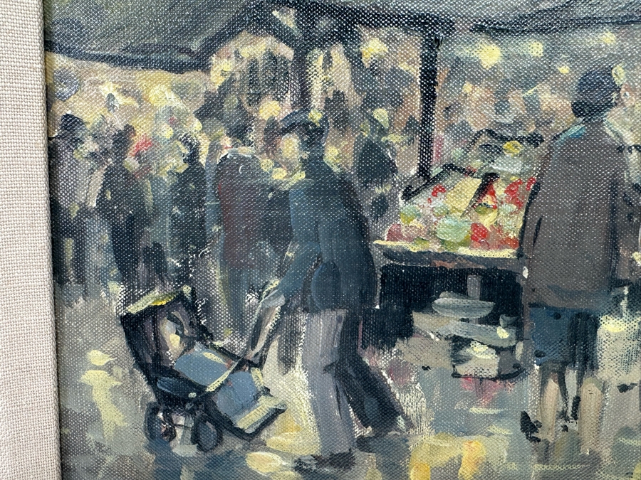 Tom Brown (1933-2017, British) Original Oil Painting On Canvas Of Marketplace 12 X 10 Framed 19 X 17 [CA] [Photo 9]