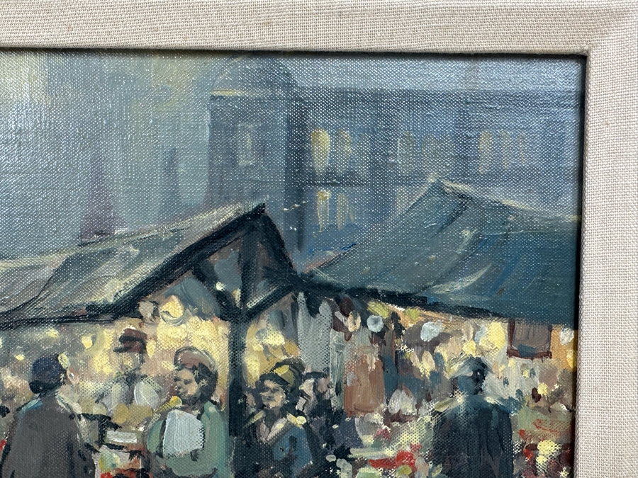 Tom Brown (1933-2017, British) Original Oil Painting On Canvas Of Marketplace 12 X 10 Framed 19 X 17 [CA] [Photo 7]