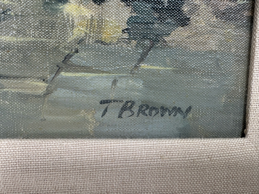 Tom Brown (1933-2017, British) Original Oil Painting On Canvas Of Marketplace 12 X 10 Framed 19 X 17 [CA] [Photo 10]