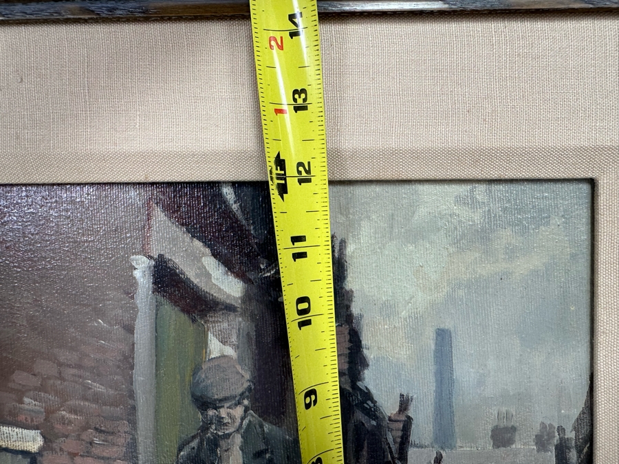 Tom Brown (1933-2017, British) Original Oil Painting On Canvas Of Man In Alley With Garbage Pail 12 X 10 Framed 19 X 17 [CA] [Photo 15]