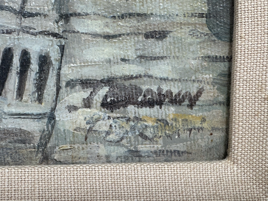 Tom Brown (1933-2017, British) Original Oil Painting On Canvas Of Man In Alley With Garbage Pail 12 X 10 Framed 19 X 17 [CA] [Photo 12]