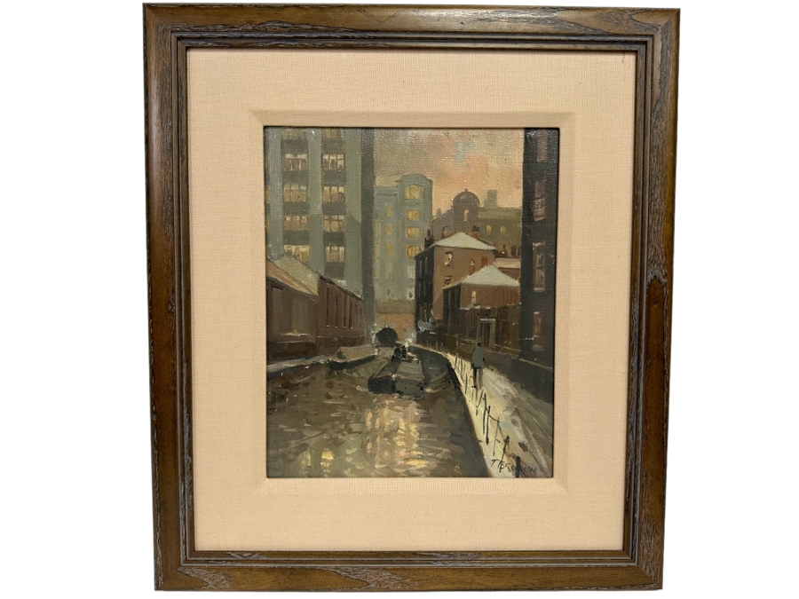 Tom Brown (1933-2017, British) Original Oil Painting On Canvas Of River Canal Scene 9.5 X 11.5 Framed [CA] [Photo 2]