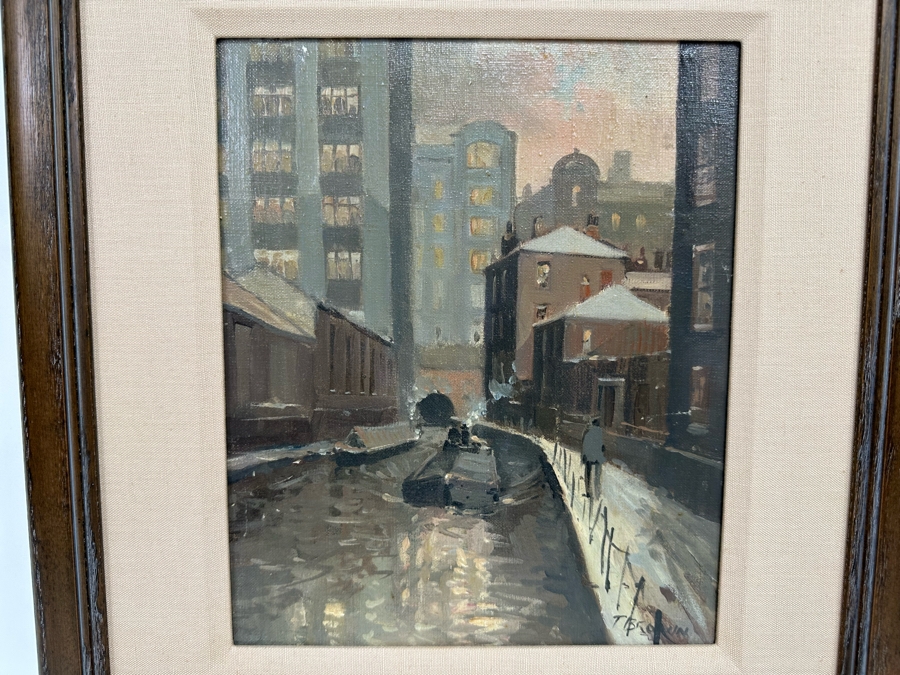 Tom Brown (1933-2017, British) Original Oil Painting On Canvas Of River Canal Scene 9.5 X 11.5 Framed [CA] [Photo 5]