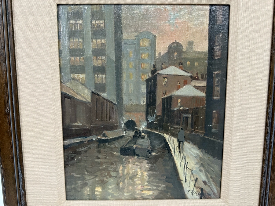Tom Brown (1933-2017, British) Original Oil Painting On Canvas Of River Canal Scene 9.5 X 11.5 Framed [CA] [Photo 6]