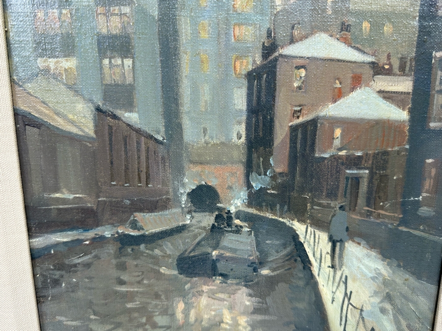 Tom Brown (1933-2017, British) Original Oil Painting On Canvas Of River Canal Scene 9.5 X 11.5 Framed [CA] [Photo 8]