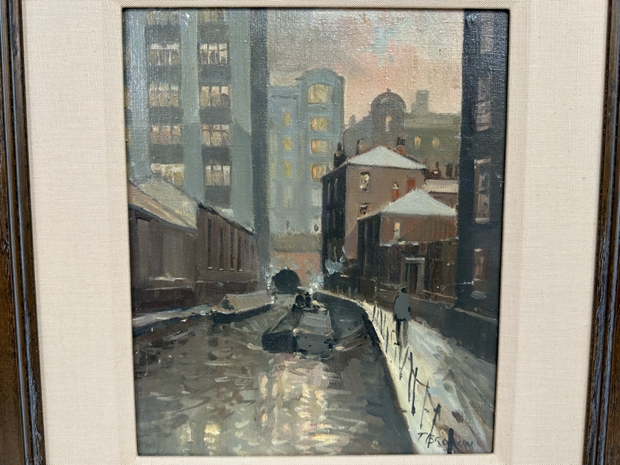 Tom Brown (1933-2017, British) Original Oil Painting On Canvas Of River Canal Scene 9.5 X 11.5 Framed [CA] [Photo 1]