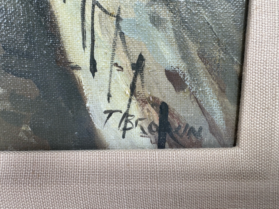 Tom Brown (1933-2017, British) Original Oil Painting On Canvas Of River Canal Scene 9.5 X 11.5 Framed [CA] [Photo 13]