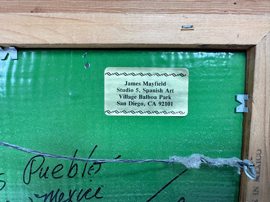 Original Copper Enamel Painting Of The Taos Pueblo In New Mexico By James Mayfield 10 X 8 Framed 15 X 13 [CA] [Photo 9]