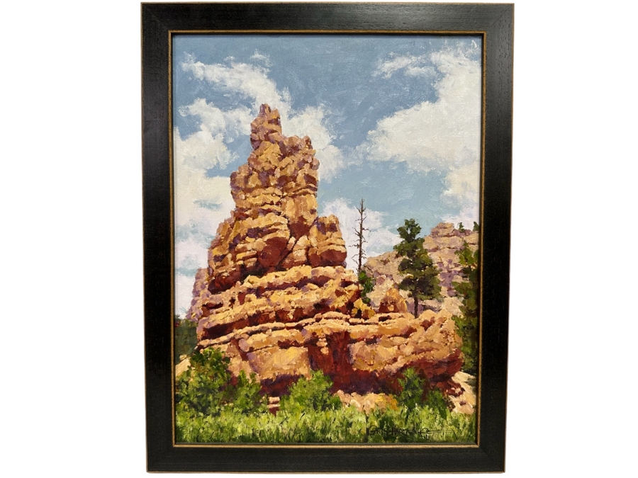 Gary Hartenhoff (1935-2018, Sioux Falls, South Dakota) Original Landscape Painting 11.5 X 13 Framed 14 X 18 [CA]