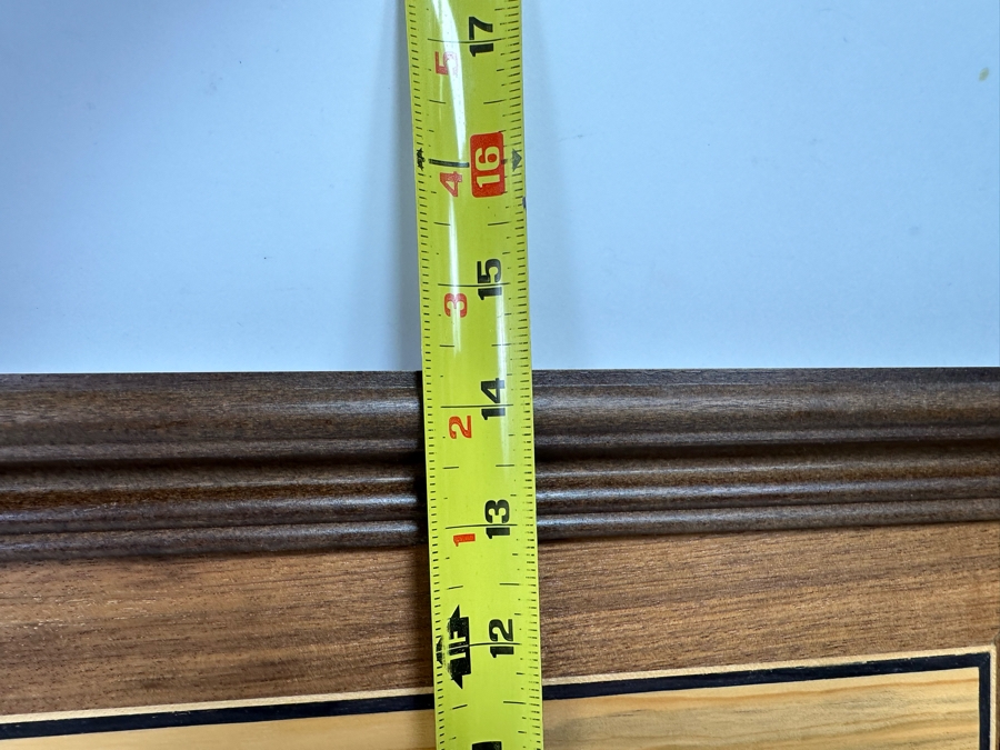 Hosie Main (1913-2014) Inlaid Wooden Marquetry Artwork From Rapid City, South Dakota Double-Sided 15 X 8.5 Framed 21 X 14 [CA] Retails $500 [Photo 18]