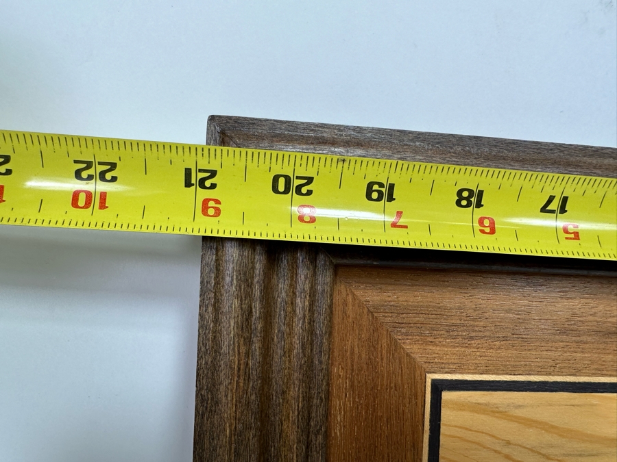 Hosie Main (1913-2014) Inlaid Wooden Marquetry Artwork From Rapid City, South Dakota Double-Sided 15 X 8.5 Framed 21 X 14 [CA] Retails $500 [Photo 17]