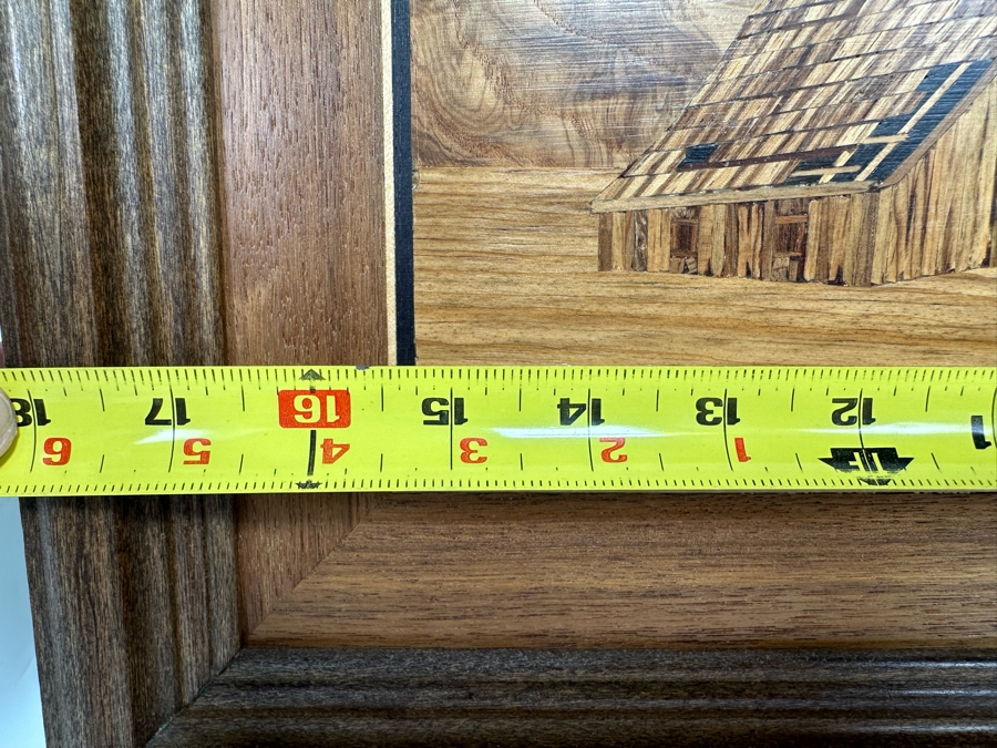 Hosie Main (1913-2014) Inlaid Wooden Marquetry Artwork From Rapid City, South Dakota Double-Sided 15 X 8.5 Framed 21 X 14 [CA] Retails $500 [Photo 15]