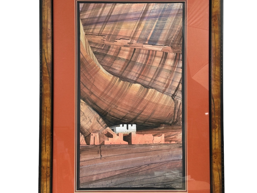 Original Benson Halwood Navajo Painting 13 X 23 Framed 22.5 X 32 [CA] [Photo 1]
