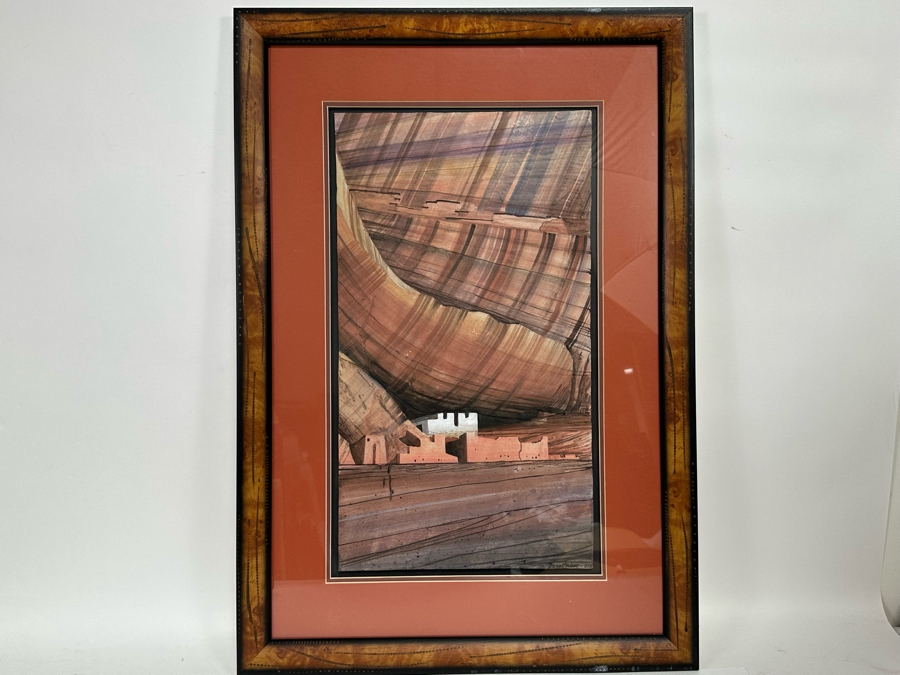 Original Benson Halwood Navajo Painting 13 X 23 Framed 22.5 X 32 [CA] [Photo 2]