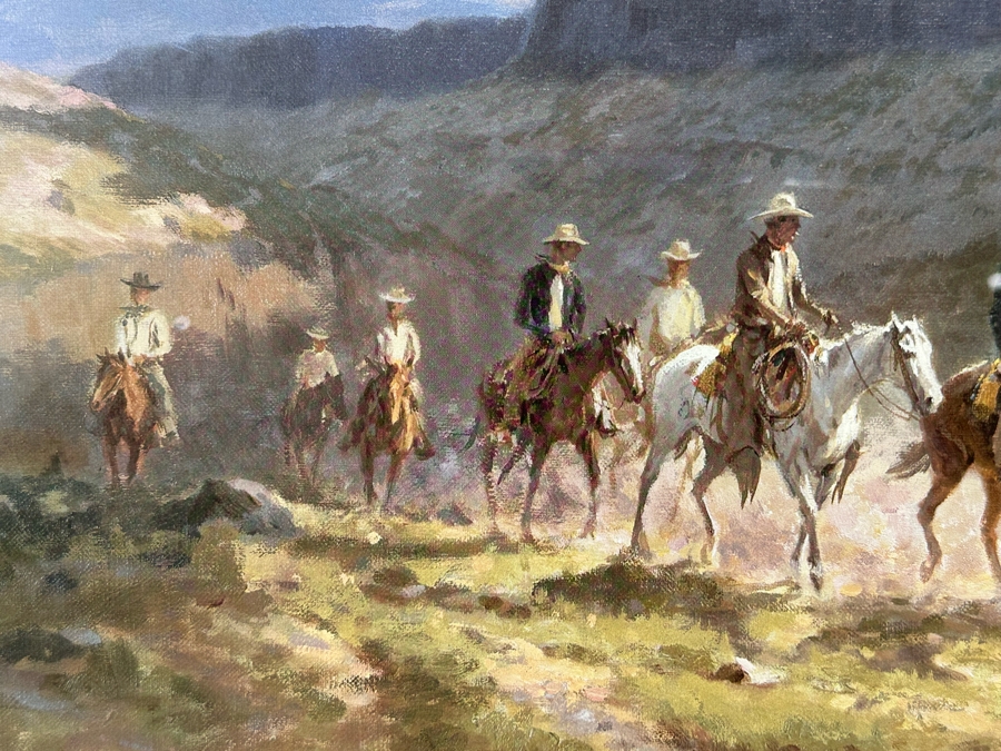 Olaf Wieghorst Hand Signed Limited Edition Print Titled 'Roundup Riders' Numbered 13 Of 1500 27 X 21 Framed 36 X 29 [CA] [Photo 7]