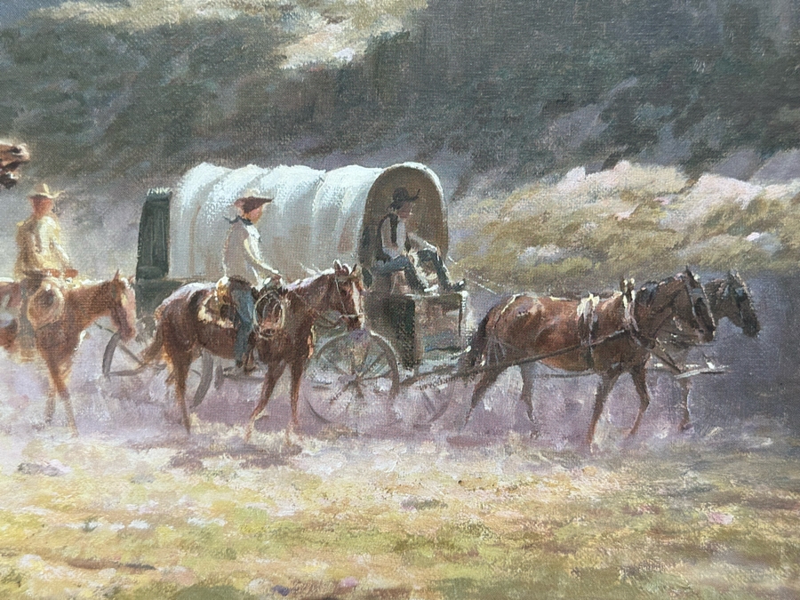 Olaf Wieghorst Hand Signed Limited Edition Print Titled 'Roundup Riders' Numbered 13 Of 1500 27 X 21 Framed 36 X 29 [CA] [Photo 6]