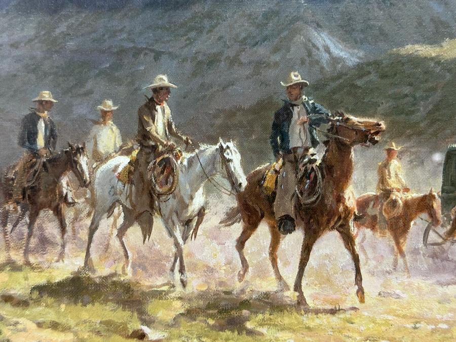 Olaf Wieghorst Hand Signed Limited Edition Print Titled 'Roundup Riders' Numbered 13 Of 1500 27 X 21 Framed 36 X 29 [CA] [Photo 5]