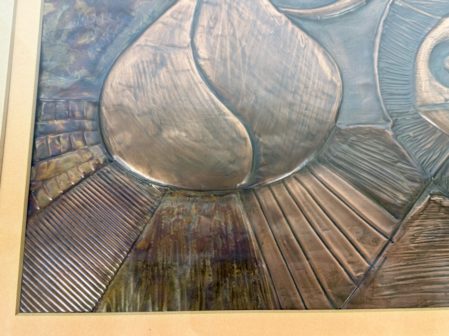 Original Embossed Copper Mid Century Still Life Artwork Signed Hidalgo 27 X 15 Framed 32 X 20 [CA] [Photo 13]
