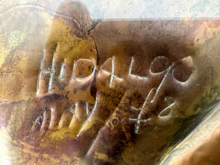Original Embossed Copper Mid Century Still Life Artwork Signed Hidalgo 27 X 15 Framed 32 X 20 [CA] [Photo 10]