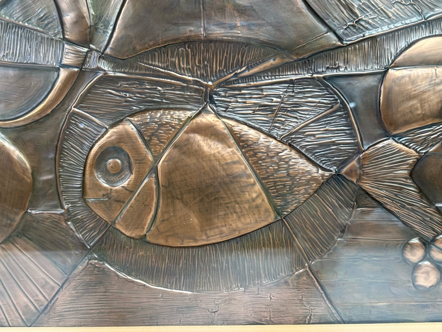 Original Embossed Copper Mid Century Still Life Artwork Signed Hidalgo 27 X 15 Framed 32 X 20 [CA] [Photo 6]