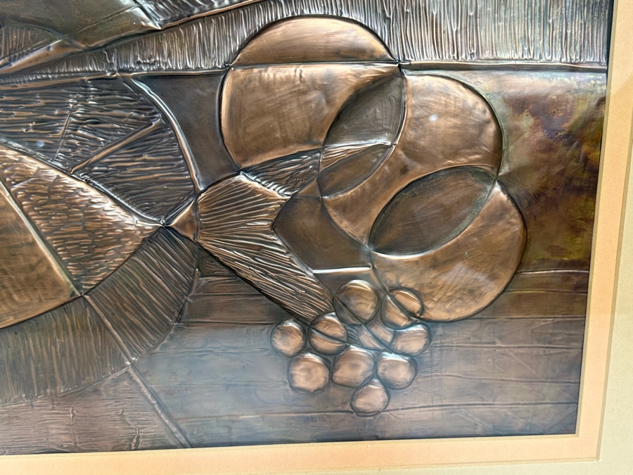 Original Embossed Copper Mid Century Still Life Artwork Signed Hidalgo 27 X 15 Framed 32 X 20 [CA] [Photo 7]