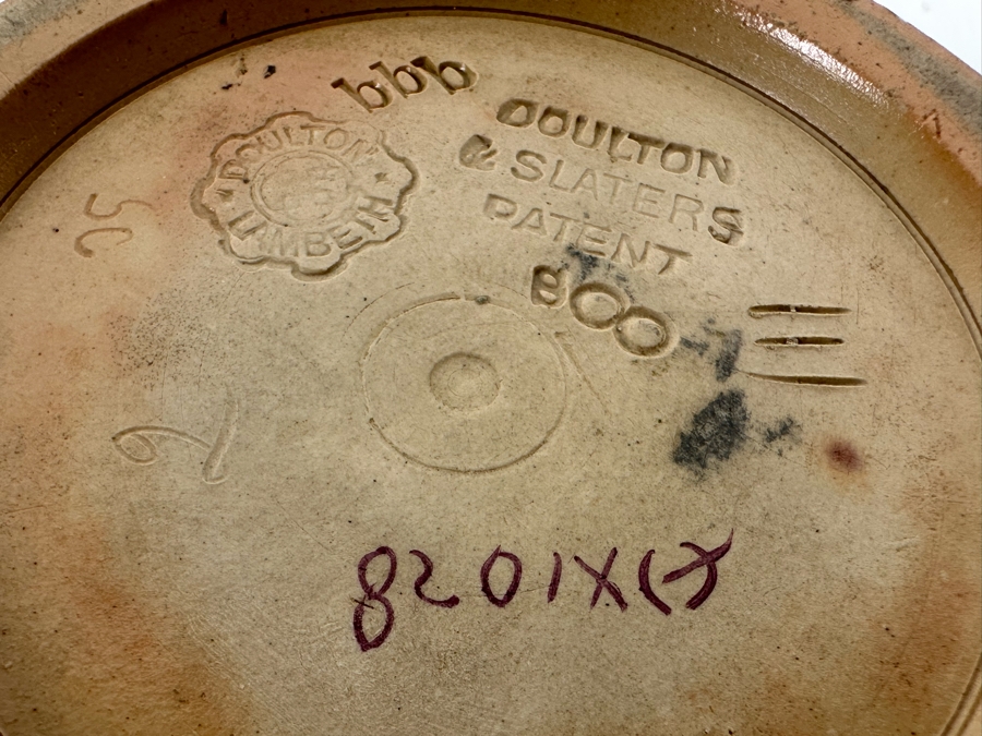 Antique Doulton & Lambeth Tobacco Jar With Sterling Silver English Hallmarked Lid (29.8g Of Sterling) 4W X 5.5H [CA] [Photo 12]