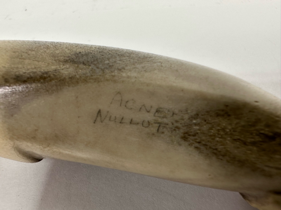 Signed Inuit Carved Bone Seal Acne Nullut 5W [CA] [Photo 8]