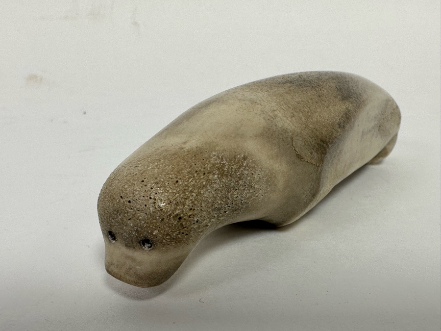 Signed Inuit Carved Bone Seal Acne Nullut 5W [CA] [Photo 9]