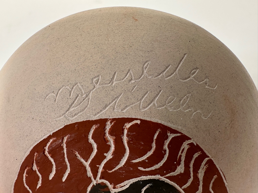 Pair Of Signed Pots Including, On Left, Mata Ortiz Native American Polychrome Pottery Jar By Angel Amayo 4W X 2H [CA] [Photo 11]