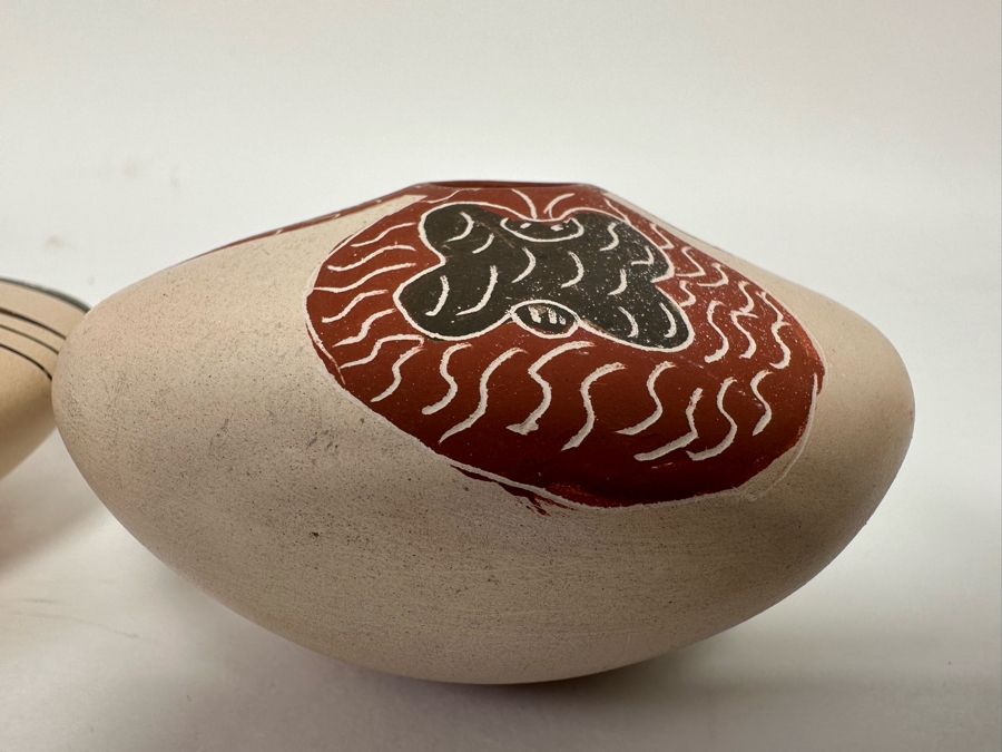 Pair Of Signed Pots Including, On Left, Mata Ortiz Native American Polychrome Pottery Jar By Angel Amayo 4W X 2H [CA] [Photo 8]