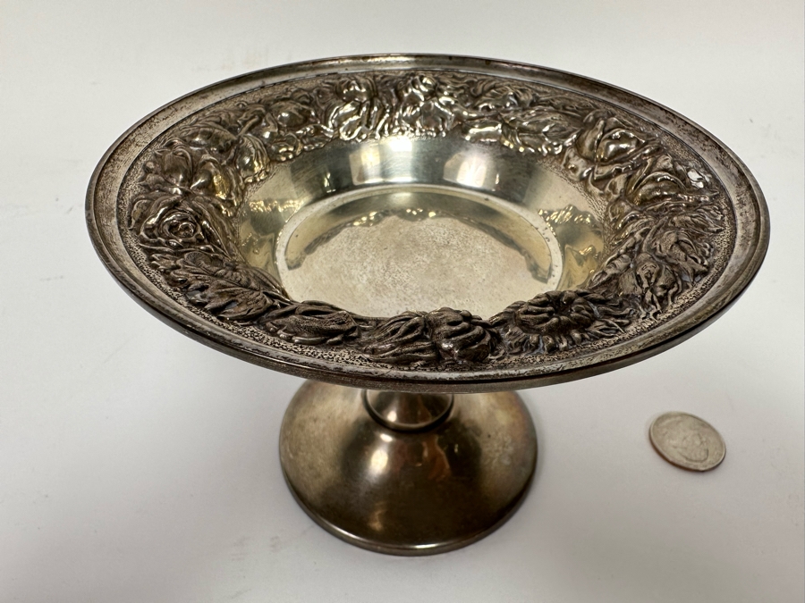 Sterling Silver Footed Repousse Dish By Stieff 5.5W X 4H 165.8g [CA] [Photo 5]