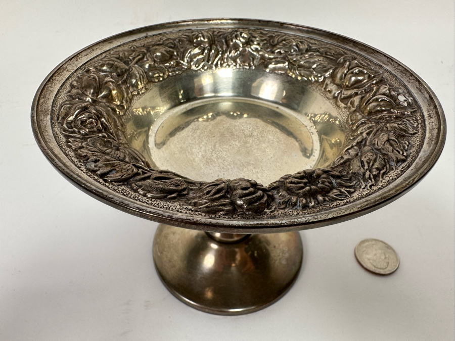 Sterling Silver Footed Repousse Dish By Stieff 5.5W X 4H 165.8g [CA] [Photo 3]