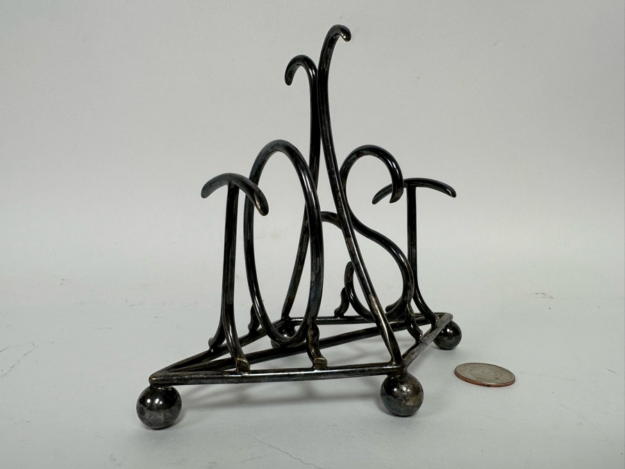 Silverplate Toast Rack Spells Out T O A S T 6.5W X 4D X 5H [CA] [Photo 2]