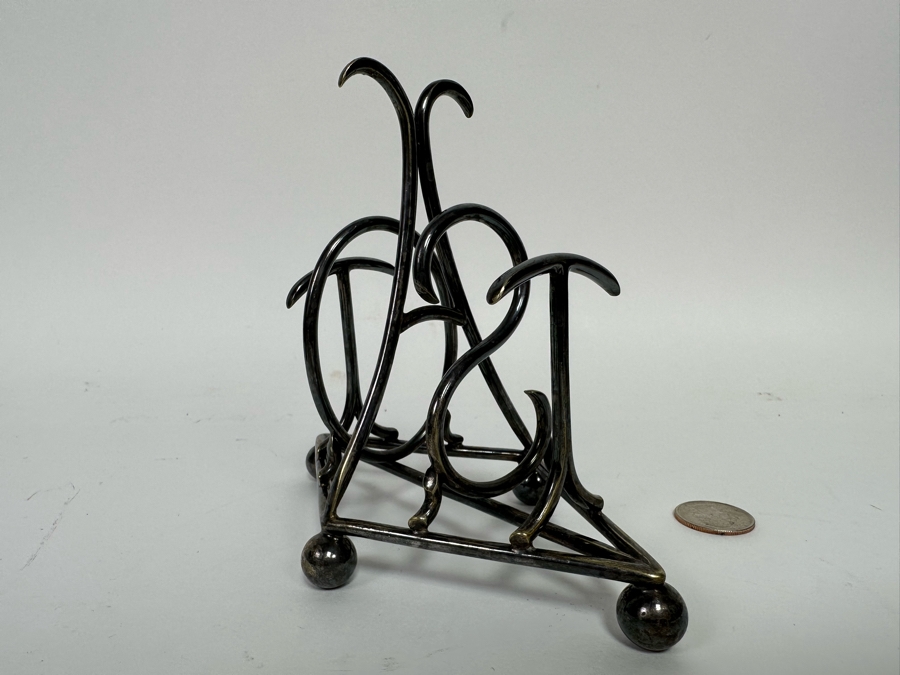 Silverplate Toast Rack Spells Out T O A S T 6.5W X 4D X 5H [CA]