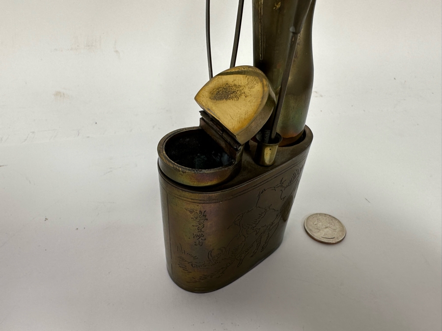 Vintage Chinese Brass Opium Pipe With Chinese Writting 11H [CA] [Photo 6]