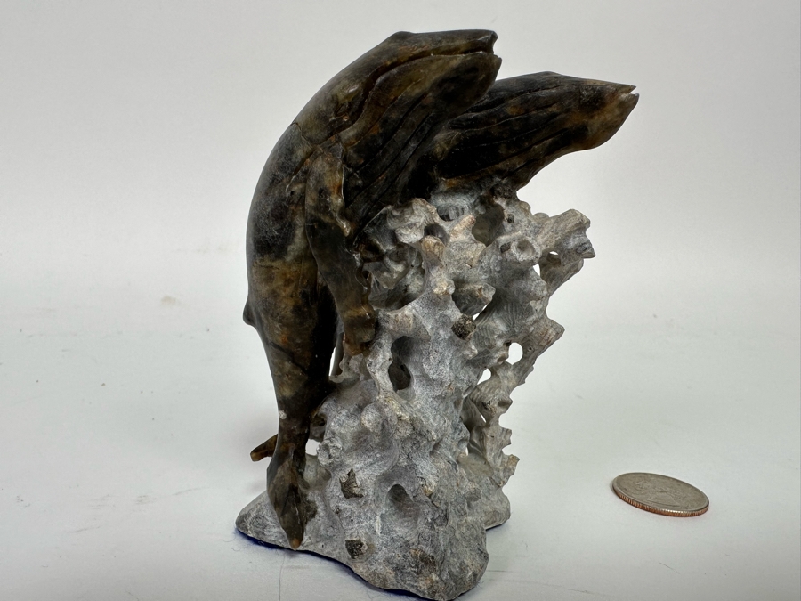 Carved Whales Stone Sculpture Figurine 2W X 2D X 4H [CA] [Photo 5]