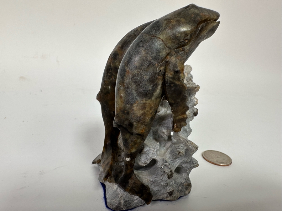 Carved Whales Stone Sculpture Figurine 2W X 2D X 4H [CA] [Photo 7]