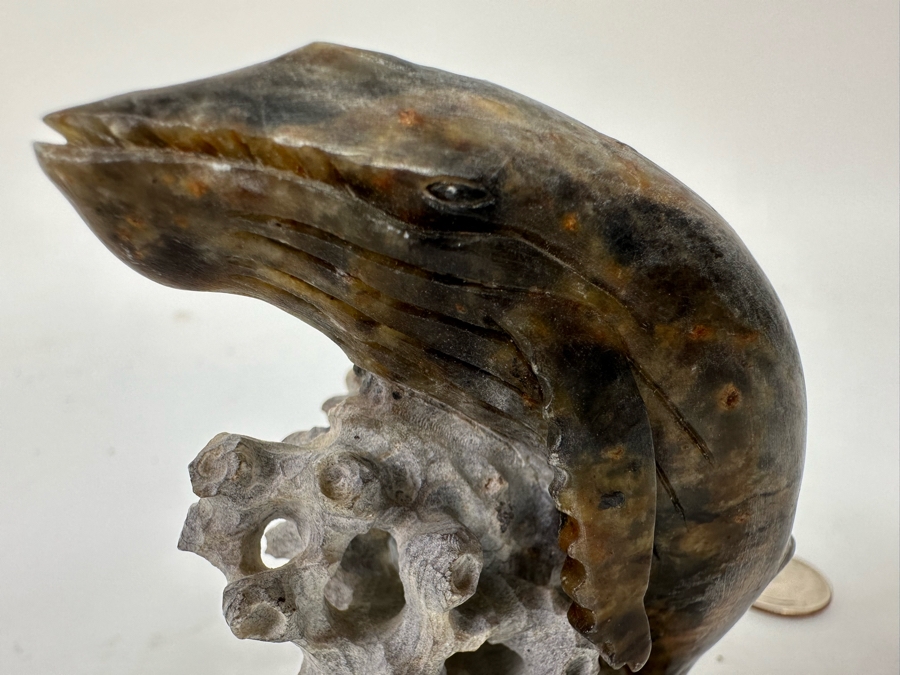 Carved Whales Stone Sculpture Figurine 2W X 2D X 4H [CA] [Photo 12]