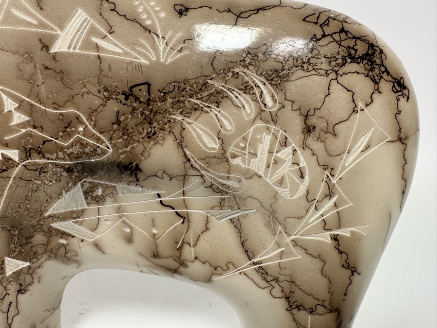 Horse Hair Pottery Buffalo Sculpture 11.5W X 2D X 7.5H [CA] [Photo 5]