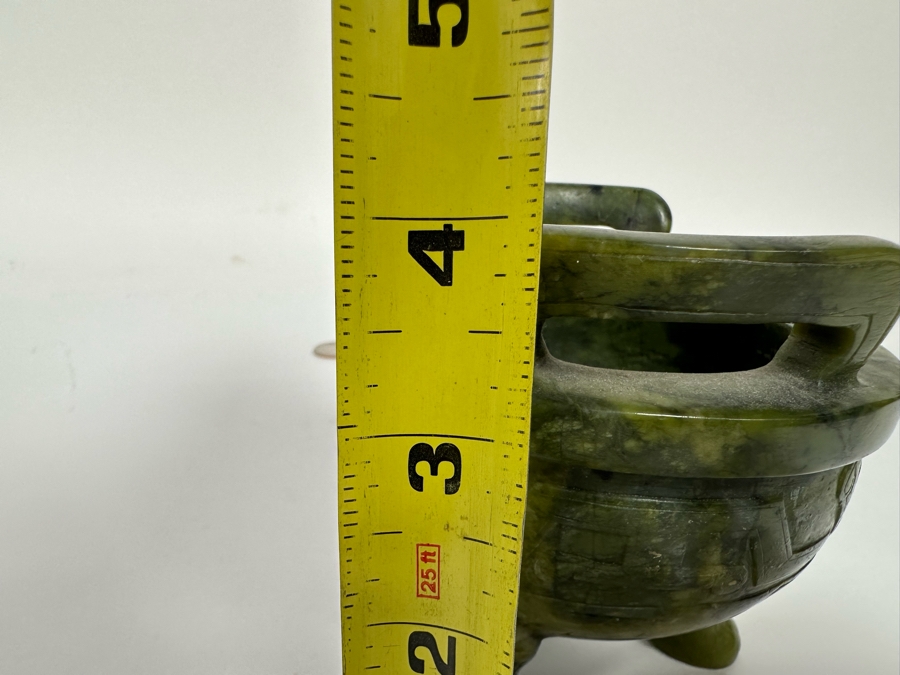 Vintage Chinese Carved Jade Incense Burner With Wooden Stand 4W X 4H [CA] [Photo 21]