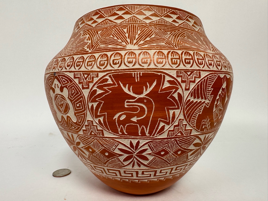 Stunning Etched Native American Pottery By Karen Miller From Acoma, New Mexico 7.5W X 7H [CA] Retails $600 [Photo 6]