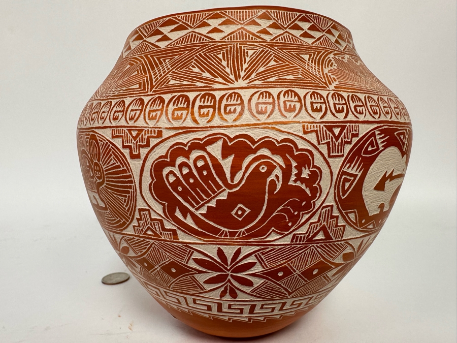 Stunning Etched Native American Pottery By Karen Miller From Acoma, New Mexico 7.5W X 7H [CA] Retails $600 [Photo 10]