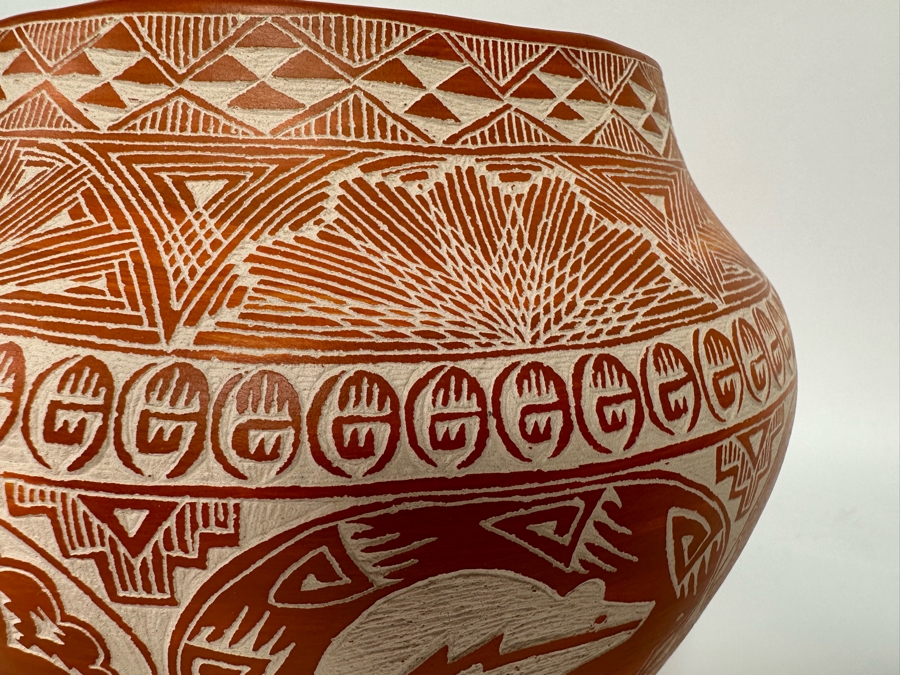 Stunning Etched Native American Pottery By Karen Miller From Acoma, New Mexico 7.5W X 7H [CA] Retails $600 [Photo 11]