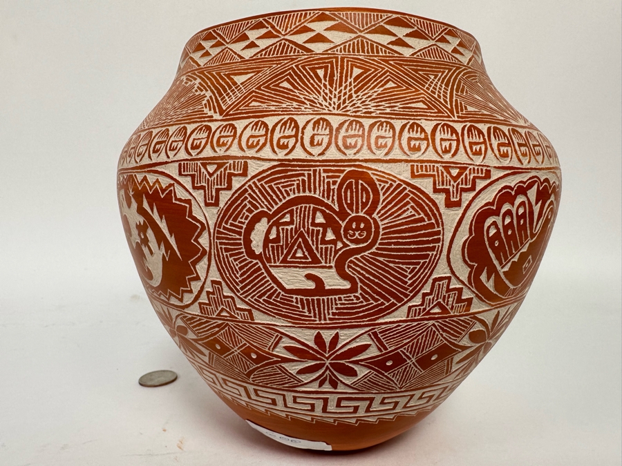Stunning Etched Native American Pottery By Karen Miller From Acoma, New Mexico 7.5W X 7H [CA] Retails $600 [Photo 9]