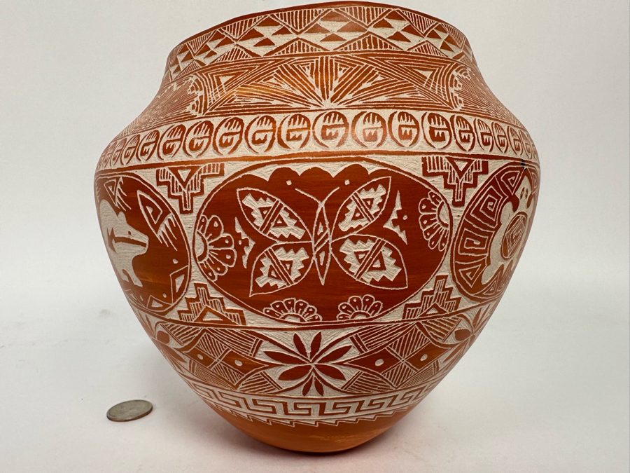 Stunning Etched Native American Pottery By Karen Miller From Acoma, New Mexico 7.5W X 7H [CA] Retails $600 [Photo 4]