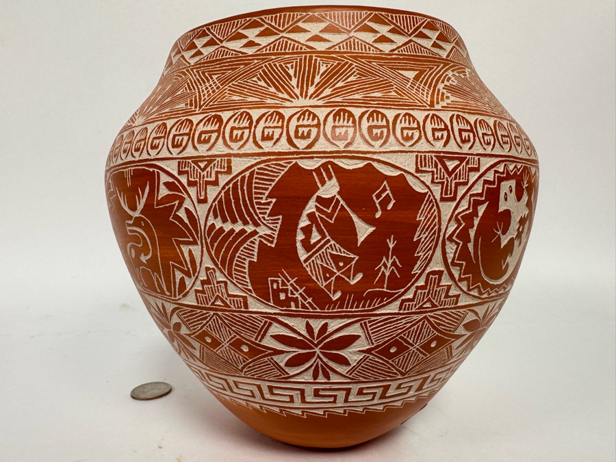 Stunning Etched Native American Pottery By Karen Miller From Acoma, New Mexico 7.5W X 7H [CA] Retails $600 [Photo 7]