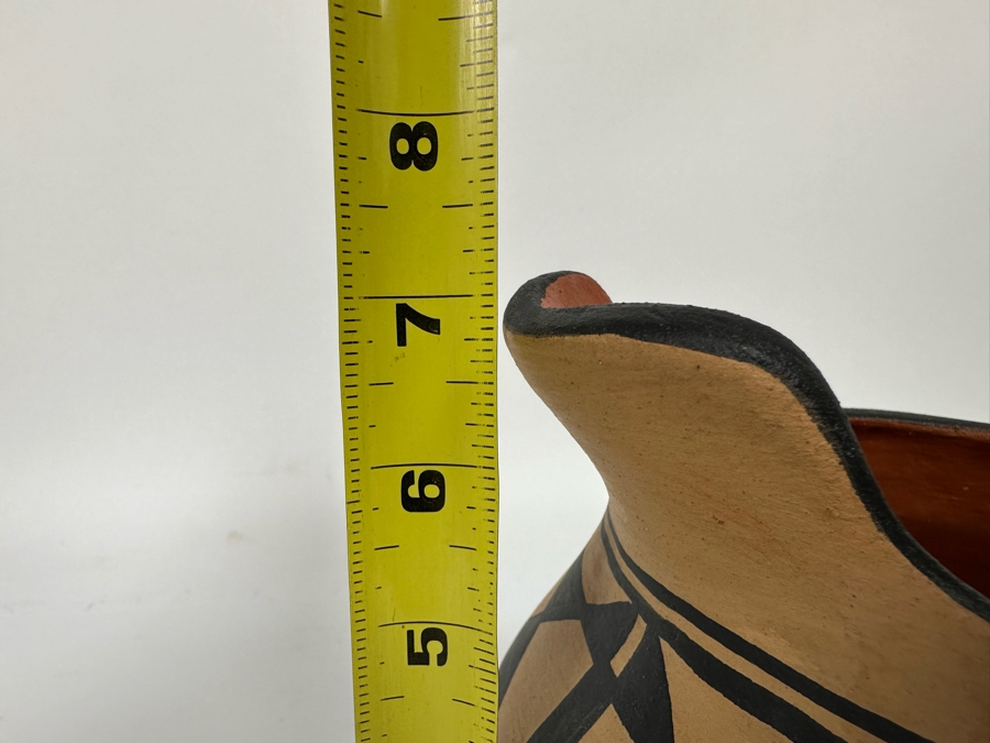 Robert Aguilar Santa Domingo Native American Pottery Pitcher Vessel With Handle 7H [CA] Retails $260 [Photo 11]