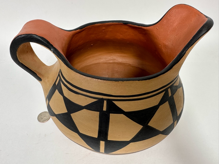 Robert Aguilar Santa Domingo Native American Pottery Pitcher Vessel With Handle 7H [CA] Retails $260 [Photo 6]